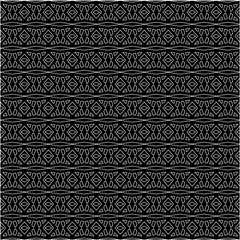  Black background with figures from white lines. Black and white pattern for web page, textures, card, poster, fabric, textile. Monochrome pattern. Repeating design.