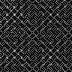  Black background with figures from white lines. Black and white pattern for web page, textures, card, poster, fabric, textile. Monochrome pattern. Repeating design.