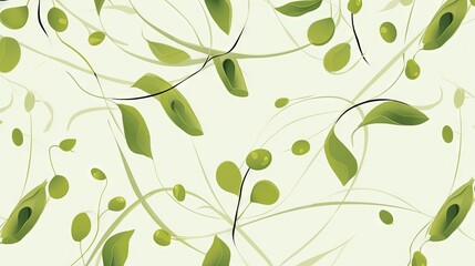 Obraz premium a wallpaper with green leaves on a white background with a black border. generative ai