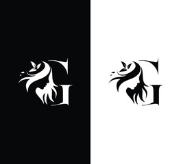 Creative Modern Beauty G Logo. Beauty Logo Design. Black and White Logo. Usable for Business Logos. Flat Vector Logo Design Template Element