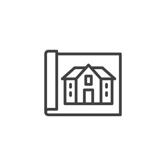 Architectural house project line icon