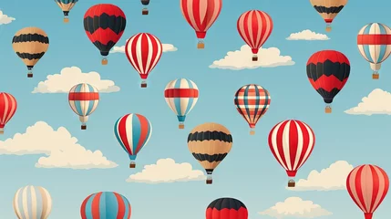 Tuinposter Luchtballon  a bunch of hot air balloons flying in the sky with clouds.  generative ai