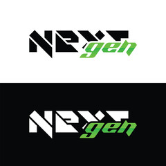 Modern next generation logo design with black and green color scheme