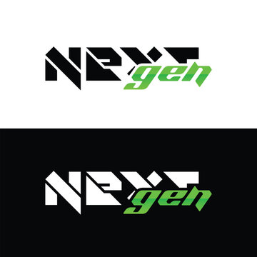 Modern next generation logo design with black and green color scheme