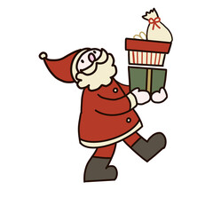 シンプルでかわいいサンタクロースイラストセット(モノクロ)