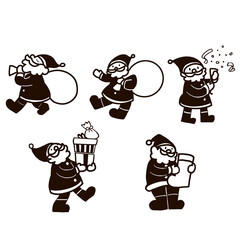 シンプルでかわいいサンタクロースイラストセット(モノクロ)