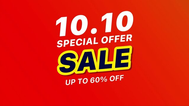 10.10 Shopping day animated background for promo video. Special Offer Sale 50% Off campaign or promotion