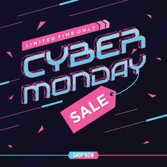 Cyber Monday limited time only promotion banner template