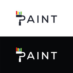 Modern Paint Logo Design. Black and White Logo. Usable for Business Logos. Flat Vector Logo Design Template Element