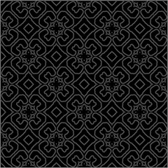 A repeat pattern of white dots on a black background. Simple texture for posters, sites, business cards, covers.