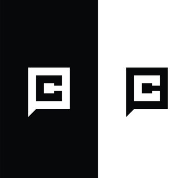 Modern Monogram Letter PC Logo Design. Black and White Logo. Usable for Business Logos. Flat Vector Logo Design Template