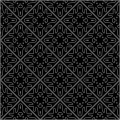 A repeat pattern of white dots on a black background. Simple texture for posters, sites, business cards, covers, labels mockup.