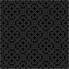 A repeat pattern of white dots on a black background. Simple texture for posters, sites, business cards, covers, labels mockup.