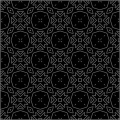 A repeat pattern of white dots on a black background. Simple texture for posters, sites, business cards, covers, labels mockup.