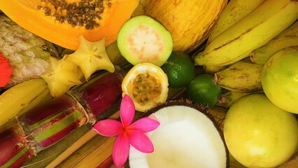 Tropical organic fruit close up