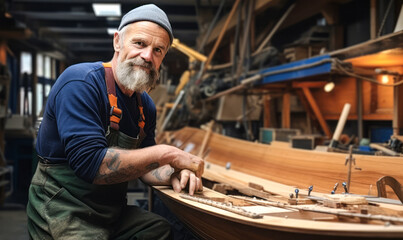 Fototapeta na wymiar The Craft of the Sea: Boat Builder and Shipwright in Focus.