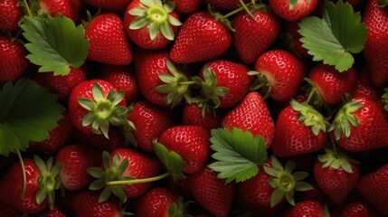 A close up of a bunch of strawberries - obrazy, fototapety, plakaty