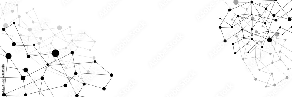 Wall mural grey graphic background dots with connections technologies and sharing data as abstract concept.