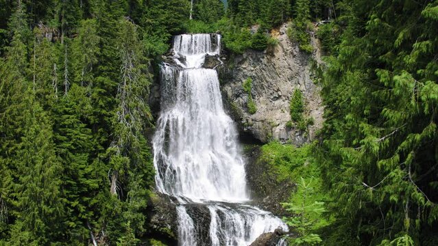 Stunning Waterfall in Lush Green Canadian Forest