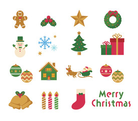 クリスマスのアイコンイラストセット