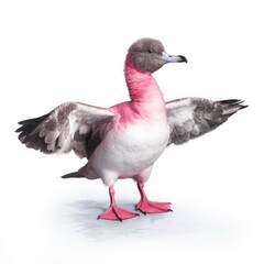 Pink-footed shearwater bird isolated on white background.