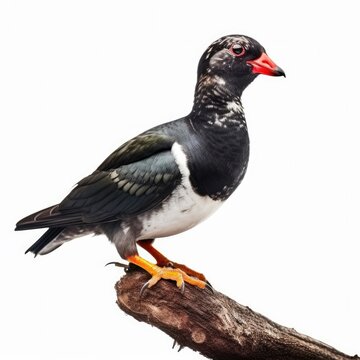 Parakeet auklet bird isolated on white background.