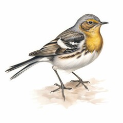 Yellow-rumped warbler bird isolated on white background.