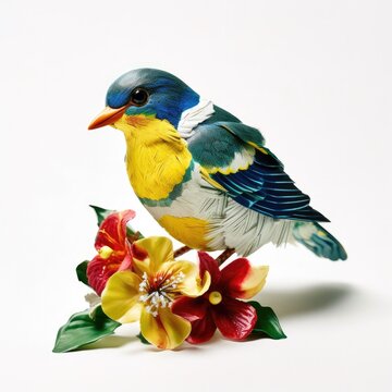 Tropical parula bird isolated on white background.