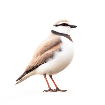 Wilsons plover bird isolated on white background.