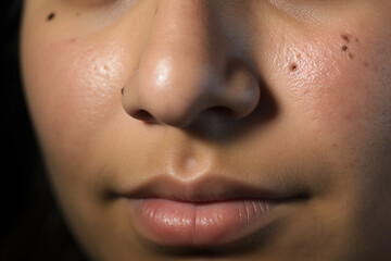 Fototapeta premium Woman face with symptoms of skin Infection 