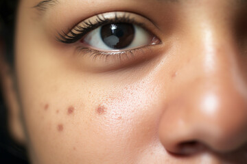 Fototapeta premium Woman face with symptoms of skin Infection 