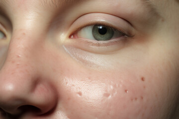 Obraz premium Woman face with symptoms of skin Infection 