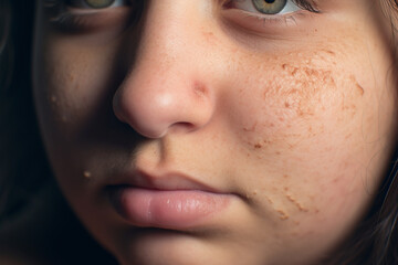Woman face with symptoms of skin Infection
