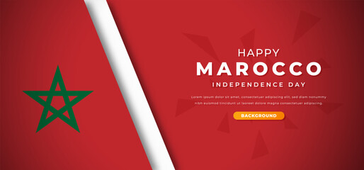 Happy Marocco Independence Day Design Paper Cut Shapes Background Illustration for Poster, Banner, Advertising, Greeting Card