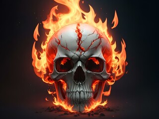 skull heads and burning fire, created by ai generated