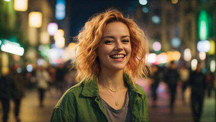 smiling girl with multi colored hair