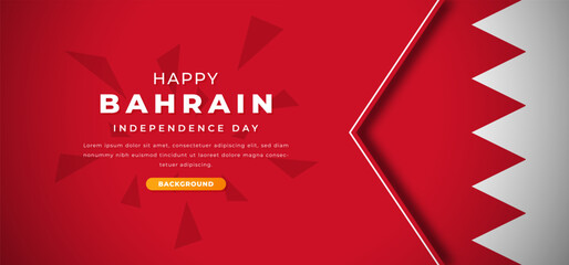 Happy Bahrain Independence Day Design Paper Cut Shapes Background Illustration for Poster, Banner, Advertising, Greeting Card