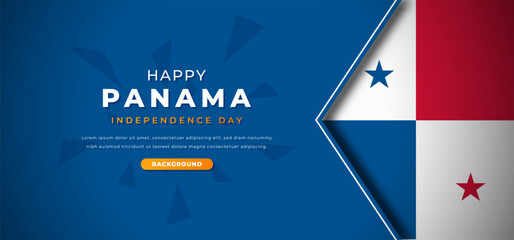 Happy Panama Independence Day Design Paper Cut Shapes Background Illustration for Poster, Banner, Advertising, Greeting Card