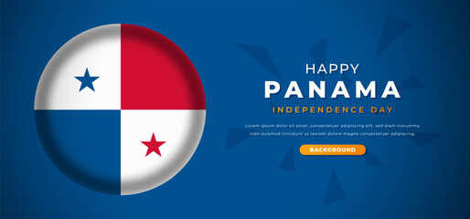 Happy Panama Independence Day Design Paper Cut Shapes Background Illustration for Poster, Banner, Advertising, Greeting Card