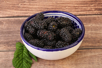 Natural organic blackberry in the bowl