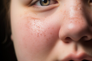 Woman face with symptoms of skin Infection
