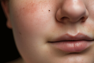 Fototapeta premium Woman face with symptoms of skin Infection 