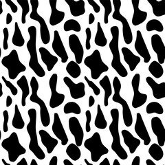 Black and White Cow Print Seamless Pattern - Animal Skin Texture for Fashion, Wallpaper, Clothing, and Wrapping
