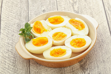 Boiled chicken egg for breakfast
