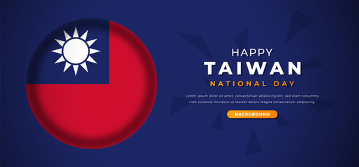 Happy Taiwan National Day Design Paper Cut Shapes Background Illustration for Poster, Banner, Advertising, Greeting Card