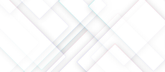 Abstract white background with square gold line shapes.