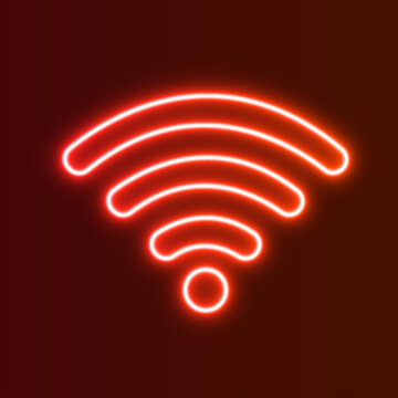 Neon sign. neon sign Wifi Hotspot on red background. Ready for your design, icon, banner. Vector illustration.