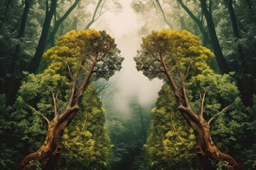 Obraz premium Forest earth lungs, Climate Change Concept art, Gnerative AI