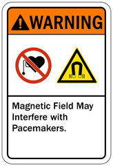 Magnetic field and pacemaker warning sign and labels magnetic field may interfere with pacemaker