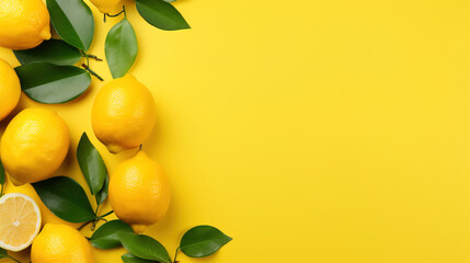minimalistic wallpaper with lemons, empty copy space 